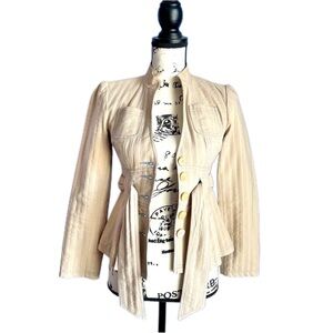 Nanette Lepore Khaki Pinstripe Blazer